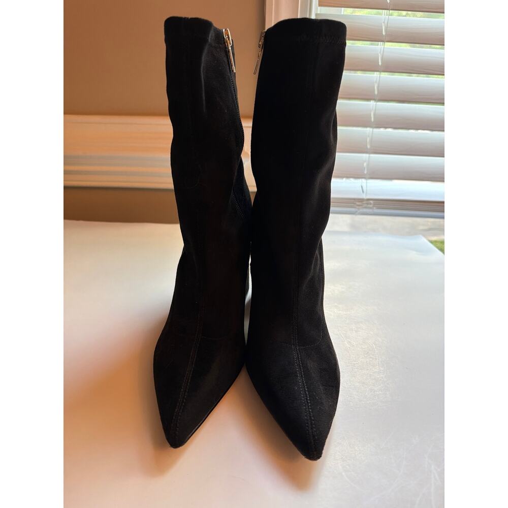 Marc Fisher LTD Black Stretch Suede Pointed Toe Block Heel Sock Booties 8M
